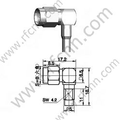 Angolo retto crimpatico maschio SMA per connettore RG405 RF semirigido